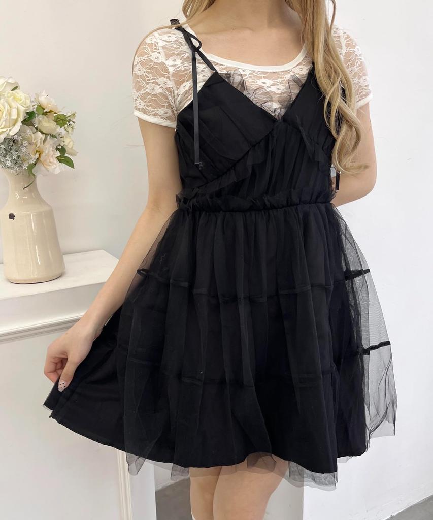 WEGO PHILLY Voluminous Tulle Cami Girly Size Black Dress, Casual, Spring/Summer/Autumn, Women's, F,