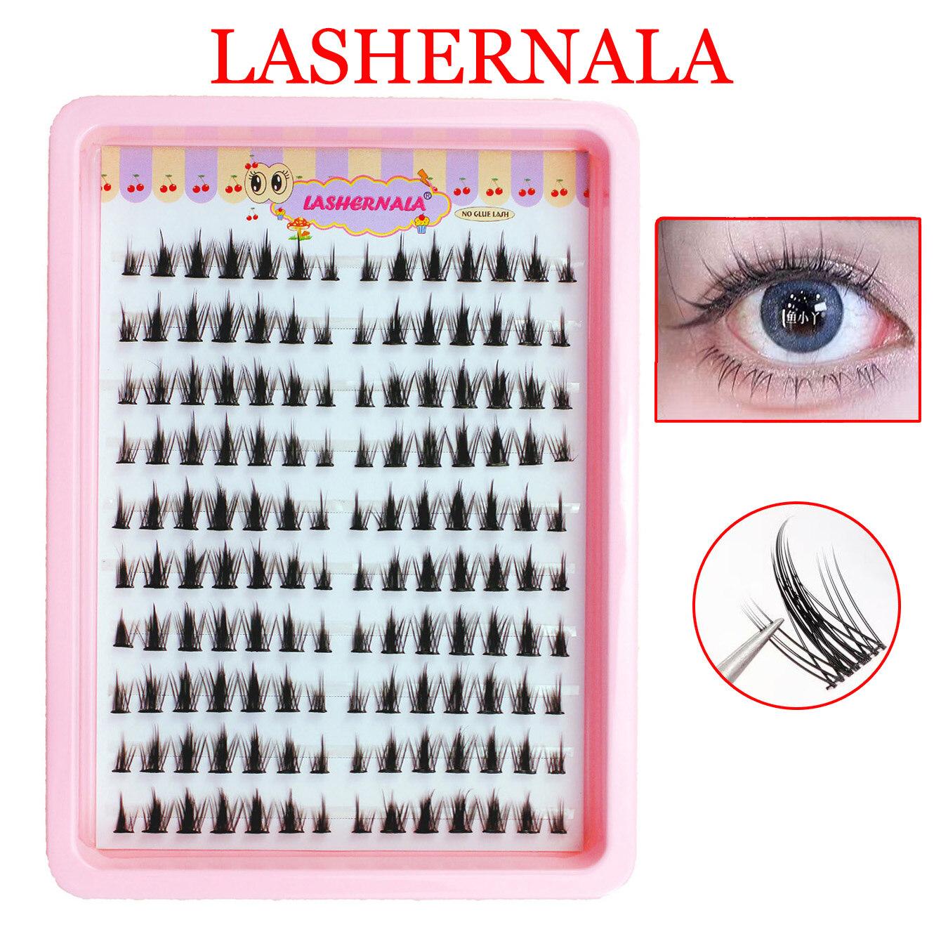 Lashernala 70 strand eyelash extensions, no glue eyelashes, eyebrow extensions, strand eyelashes, cat eye, first love eyes one color