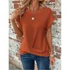 Spring and Summer New Solid Color Round Neck T-shirt Elegant Short Twist Top Women's Clothing
