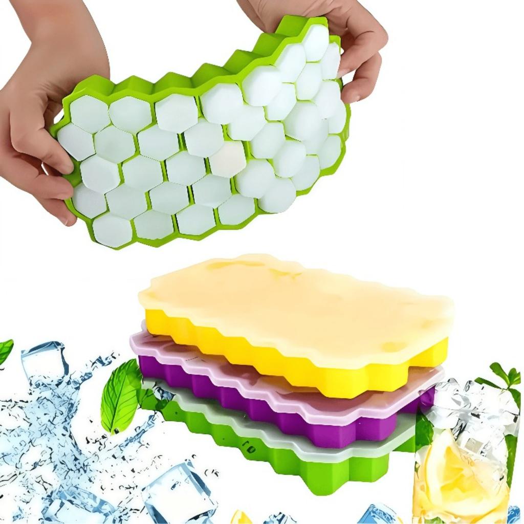 Thickened 37 Hole Honeycomb Ice Tray with Lid, Essential for Holiday Drinks and Frozen Desserts, Ice Mold, Refrigerator Ice Storage