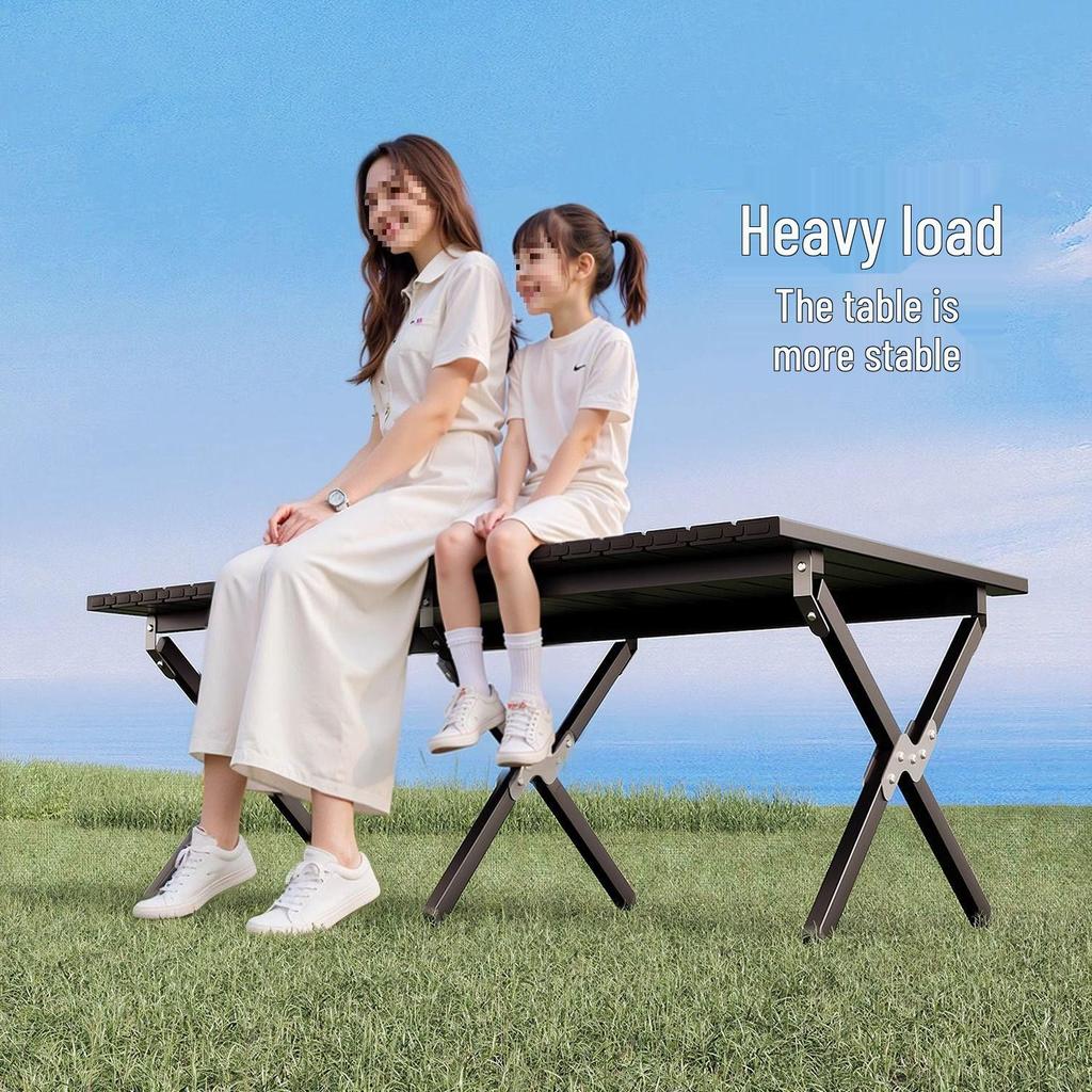 Collapsible Metal Table and Chair Set for Outdoor Use - Ideal for Camping, Patio, Night Markets, and Street Vending