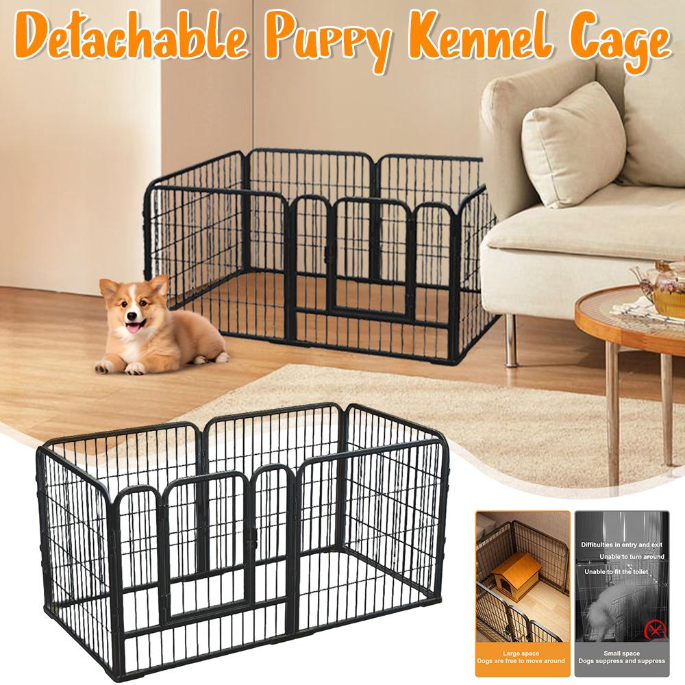 Heavy Duty 6 Panels Dog Puppy Playpen Foldable Detachable Fence Lockable Door for Small Pets Indoor Outdoor Camping Garden Yard