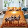 Tropical Animals Duvet Cover Exotic Animal Silhouette Sunset Bedding Set Full For Girls Boys Decor Hawaii Sea Wave Quilt Cover