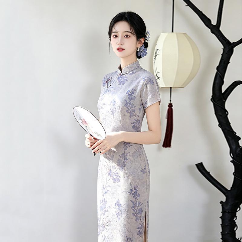 Purple Is Sent To Test the National Style, New Chinese Style, Daily Suzhou Long Cheongsam, Improved Young 1011 New Women's High Sense