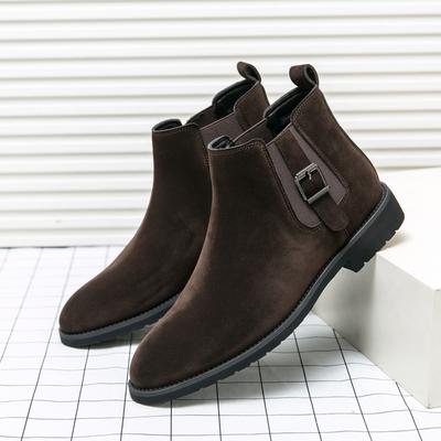 Moda Casual Estilo Britânico Botas Curtas Zíper Lateral Sapatos Masculinos de Cano Alto Clássico Retrô Couro Genuíno Botins Chelsea Masculinos
