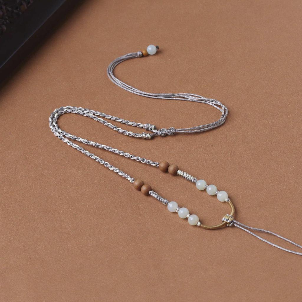 Exquisite Jade Pendant Necklace with Thin Red Rope for Men and Women