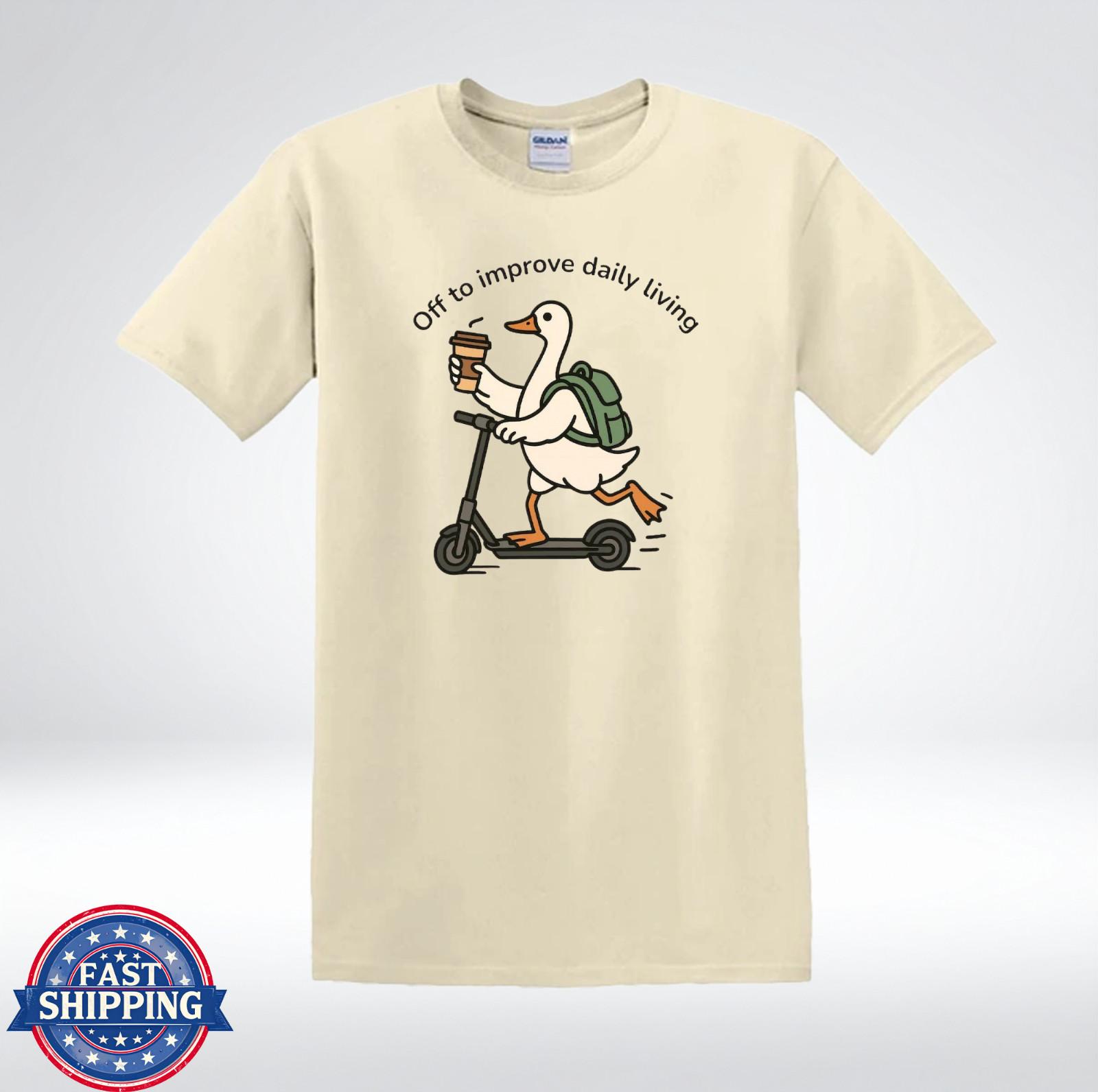Funny Goose Scooter Coffee Off To Improve Daily Living T-Shirt XXL
