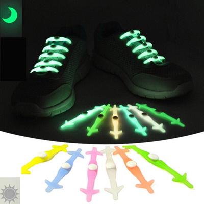 12Pcs Silicone Elastic Luminous Shoe Laces Without Ties Shoelaces Kids Adult Unisex Lazy Lace Fashion Party Rubber Shoelace NO.8