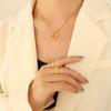 Exaggerated Geometric Gold-Plated Pendant Necklace & Earrings Set