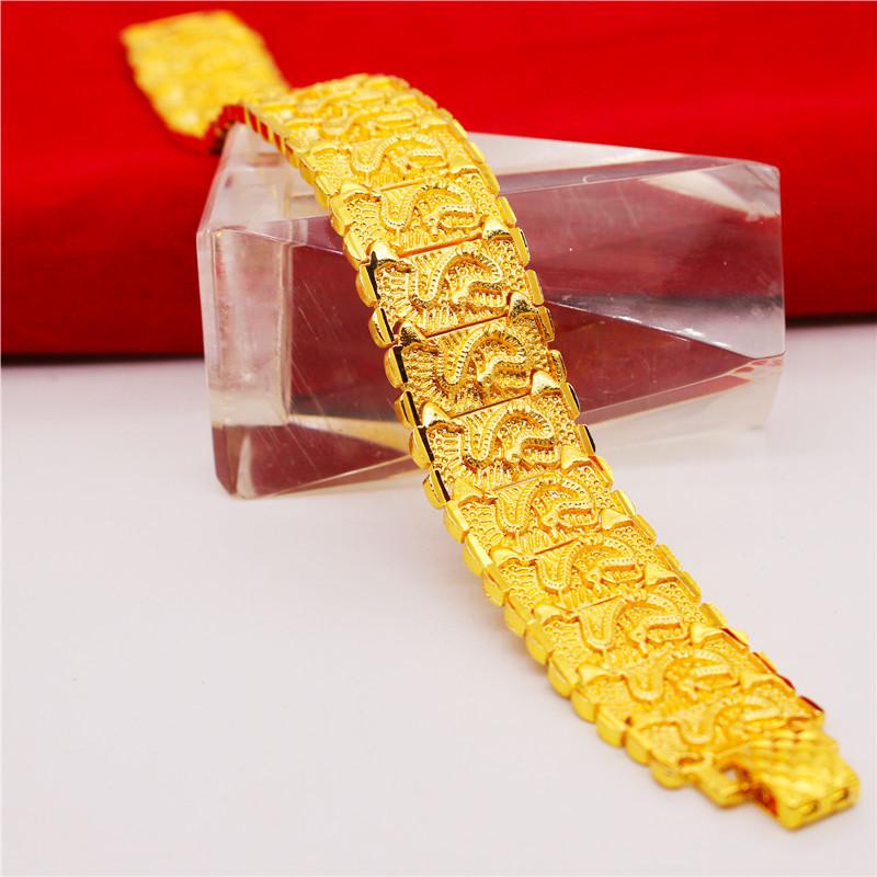 Premium Dragon Pattern Bracelet: Unique Golden Alloy Design As Seen In Live Broadcast