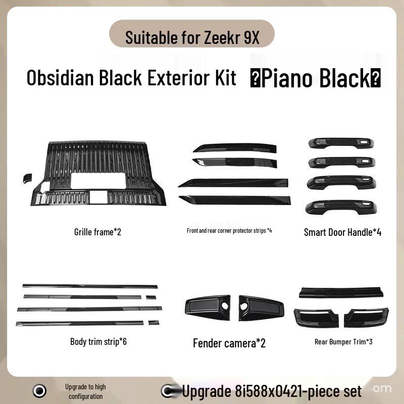 Zeekr 9X Obsidian Black Trim Kit: Blackened Grille & Front Face Decorative Parts