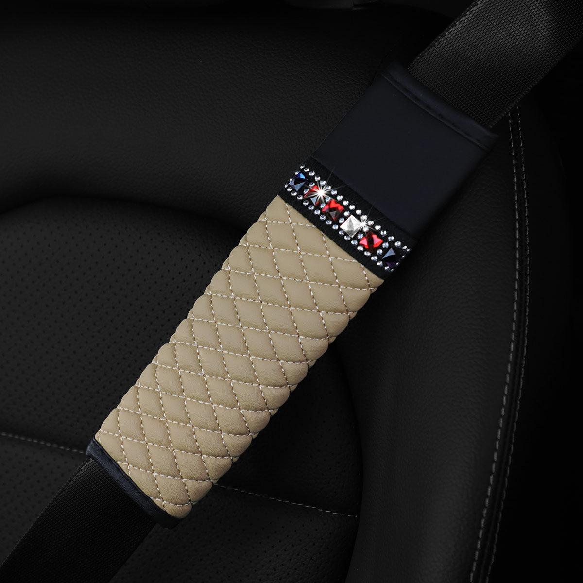 

Кожаный дышащий автомобильный ремень безопасности со стразами, защитный плечевой коврик