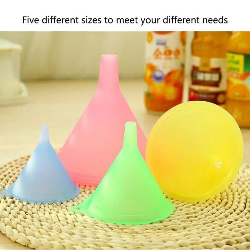 5 Pcs/lot Plastic Funnel Set For General Purpose, Lab Car Kitchen Home Tools, Liquids Dry Goods