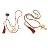 Stylish Long Green Sandal Wood Bead Necklace with Lucky Gourd Glass Charm Sweater Chain for Elegant Natural Style