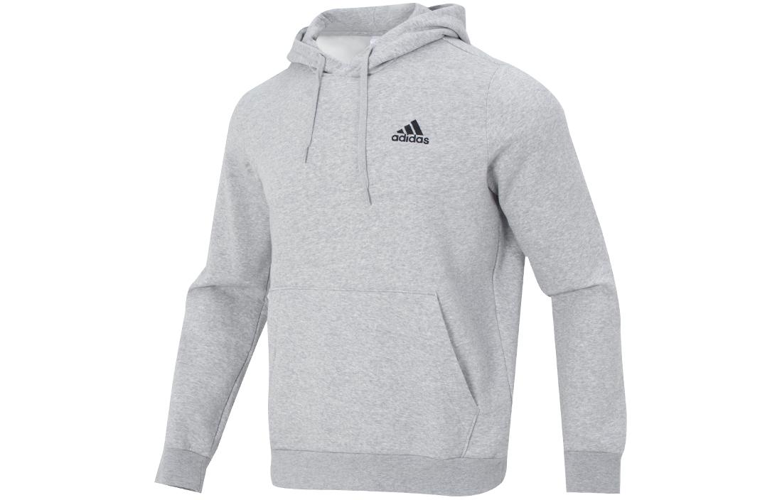 Adidas Solid Color Thickened And Fleece Lined Hooded Pullover Sweatshirt Men s Gray H12213 S