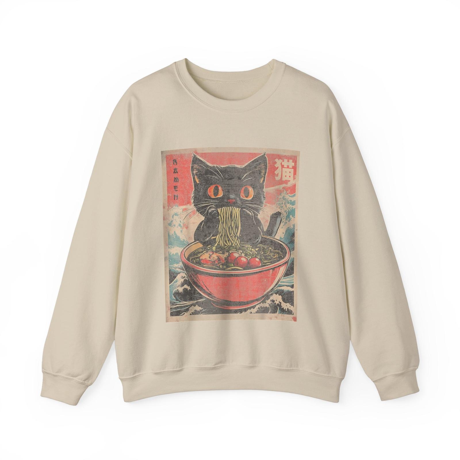 Cat Ramen Japanese Funny Graphic Tees Kawaii Cat Anime Gifts Sweatshirt XXXXL