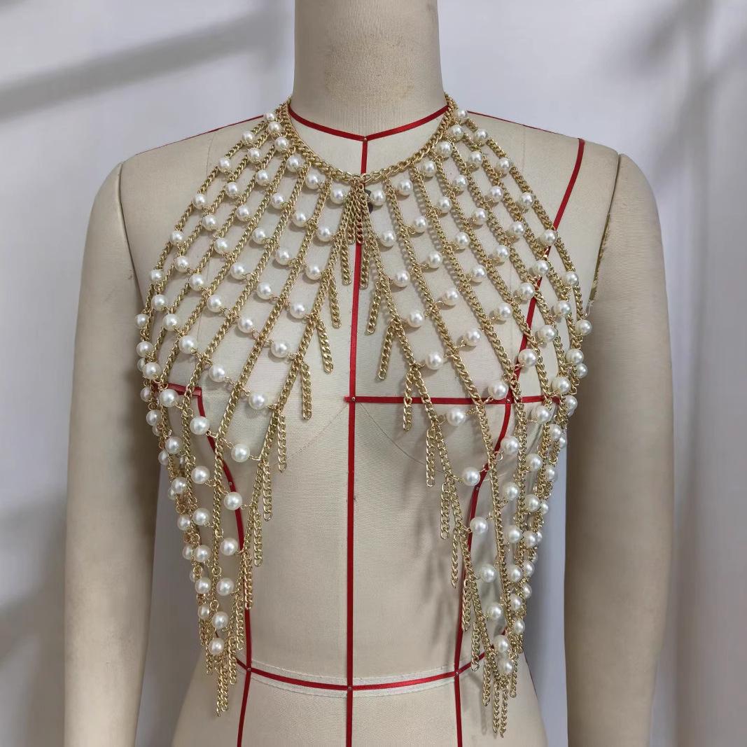 

Топ-бра из многослойной бисерной цепочки с жемчугом L6102Y One Size