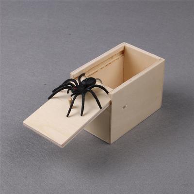 Playful Scare Box Prank Spider Wooden Fidgeting Counter-Stress Scare Plaything Box Play Trick Joke Surprise Adult Halloween Toys For Children