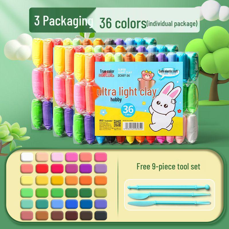 Clay Refill: Odorless Playdough for Kids, 12, 24, 36 Colors, Handmade Tools for Kindergarten.