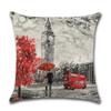 Cushion Cover 45X45Cm Throw Pillow Covers Black & Red Paris Eiffel Tower Couple Red City Landscape Decorative Pillow Cases