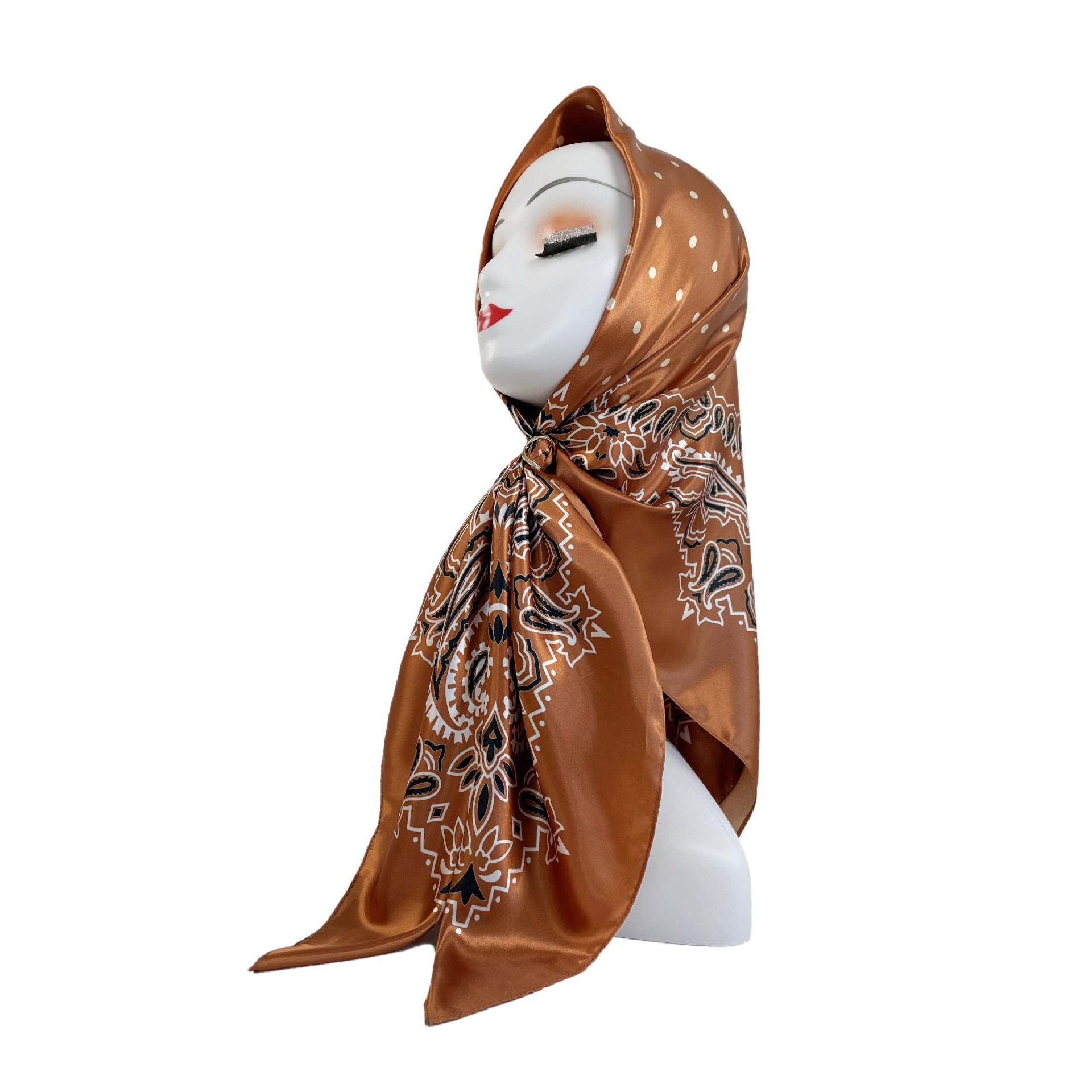 

Большой квадратный шарф с принтом кешью, шелковый шарф 90 см, новый тюрбан, шелковая атласная шаль, женский шарф 90*90cm