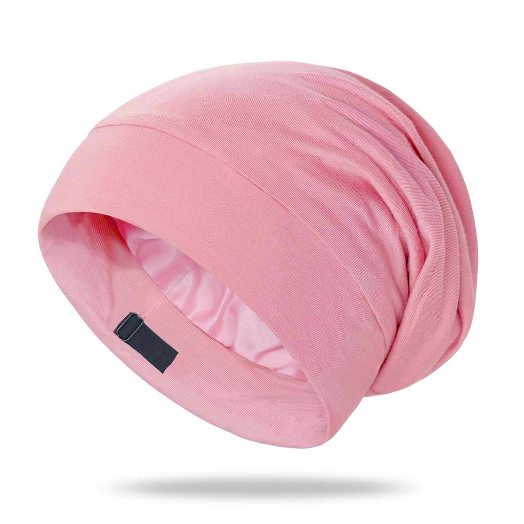 Soft Satin Night Hair Cap Adjustable Design With Scrunchie Comfortable Sleeping Hair Care Hat