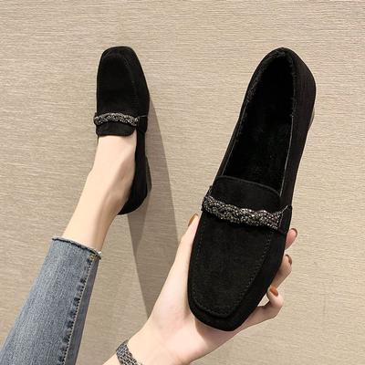 Sapatos Femininos Pretos com Cristais Calçados Femininos Mocassins Diamante Strass Rock Tendências Coreanas 2024 Novos Rotina Diária Leve Barato