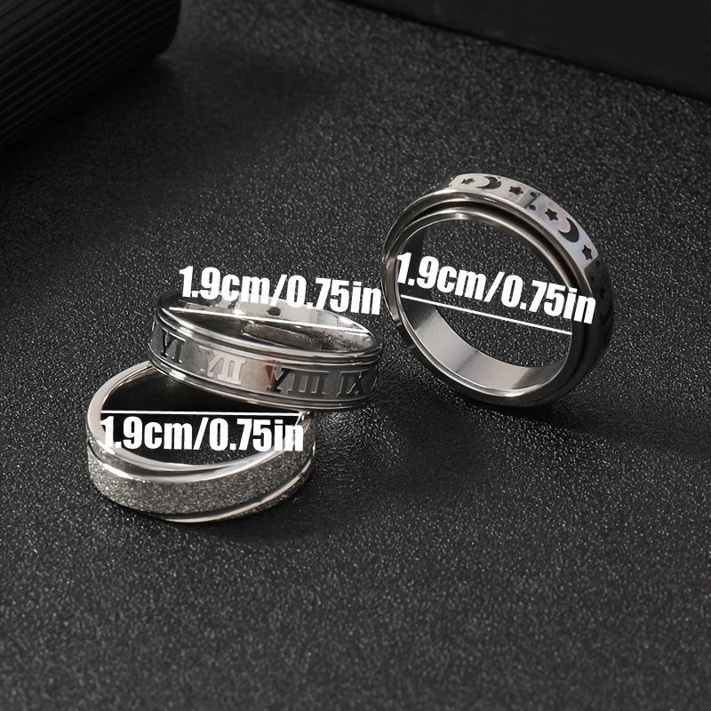 Stainless Steel Jewelry Creative Design Corroded Roman Font Star and Moon Ring Titanium Steel Ring Three-piece Set