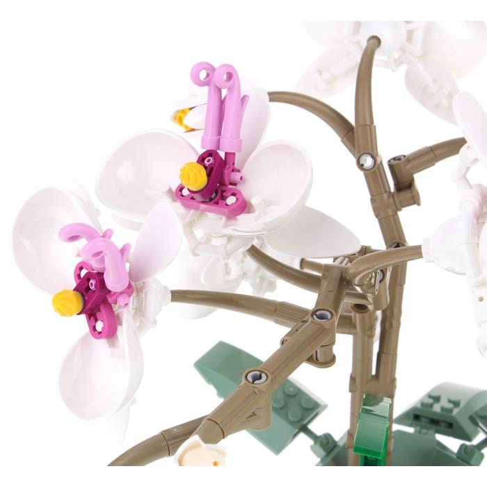 Construction Blocks Flower Orchid in a Pot White to be assembled 581 pcs.