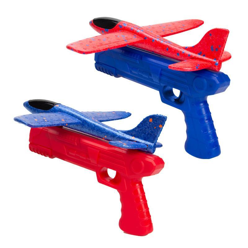 Foam Airplane Launcher Toy Foam Glider Long Range Hand Throwing Plane Toys One Click Ejection For Kids Outdoor Play Games