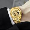 Modische Sonnenuhr Goldener Drache Kalender Einfache Uhr Herren Business Stahlbanduhr
