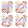 7pcs Matte Finish Daisy Balloon Number Wedding Decor Birthday Party Decoration Aluminum Foil Balloon Baby Shower Decorations