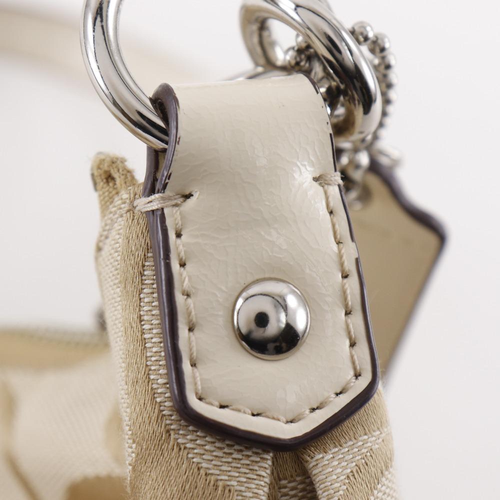 Coach Signature Shoulder Bag F19218 2WAY Beige Nylon Canvas Women Used