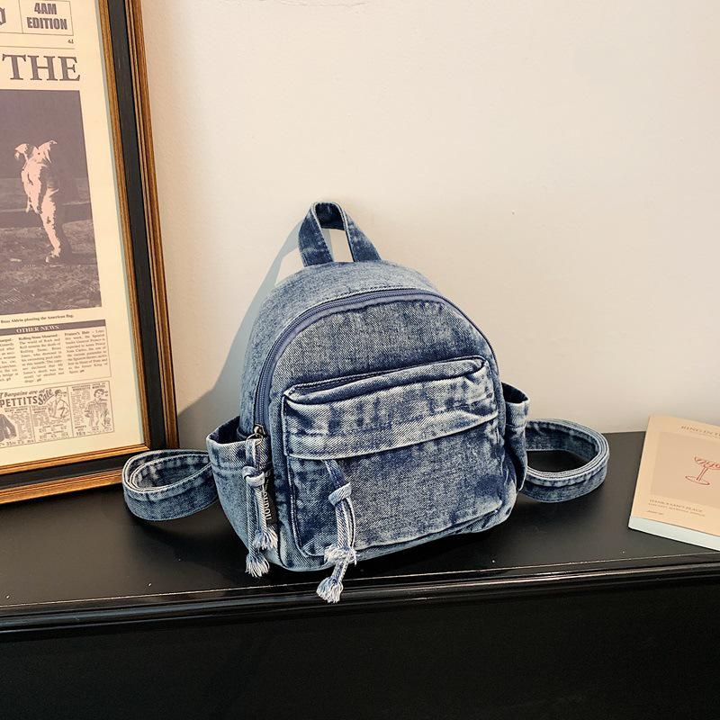 Lightweight Unisex Mini Japanese-Style Denim Backpack for Women and College Students