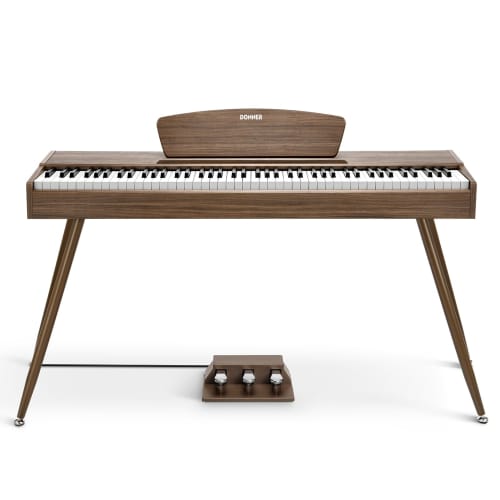 Donner DDP-80 Digital Piano, 88 Keys, Hammer Action, Wooden Construction, MIDI Compatible, 3 Pedals, Stand, Adapter Included, Perfect for Beginners an