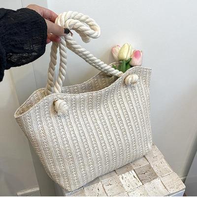 Mode Sommer Stroh Schulter Tasche Frauen Strand Urlaub Einkaufen Gewebt Große Kapazität Top Griff Dame Tragetaschen