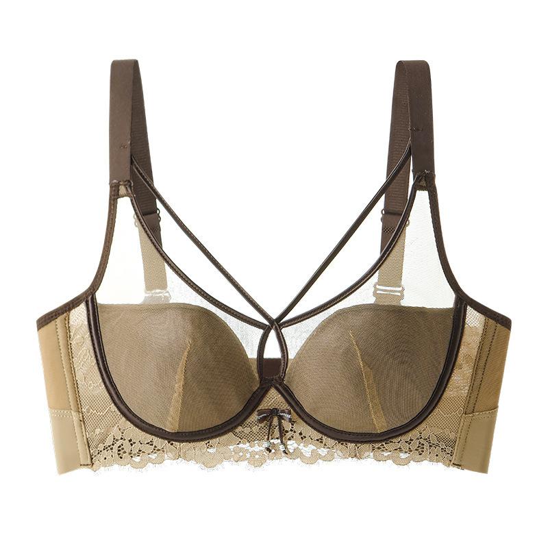 Sexy Mesh Bra for Women Thin Top Support Gathering Underwear Anti-sagging Leopard Print Bra for Women Push Up Bra