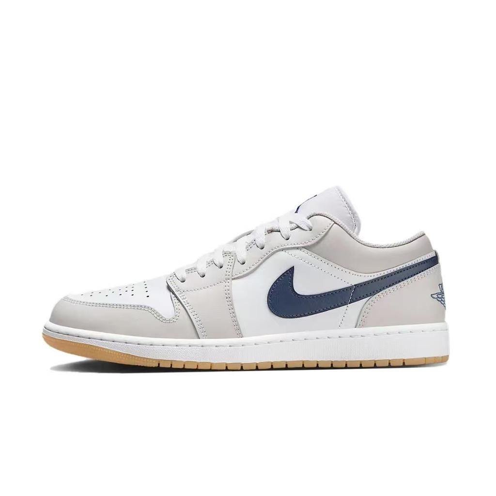 Jordan Air Jordan 1 Ammortizzazione Antiscivolo Basse Vintage Scarpe da Pallacanestro Unisex Bianco Grigio 553558-146(Team676- )