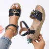 Sandales Plateforme Chaîne Épaisse Mode Femmes Talons Compensés Cuir PU Sandalias Mujer Été 2026 Boucle Semelle Épaisse Chaussures Gladiateur