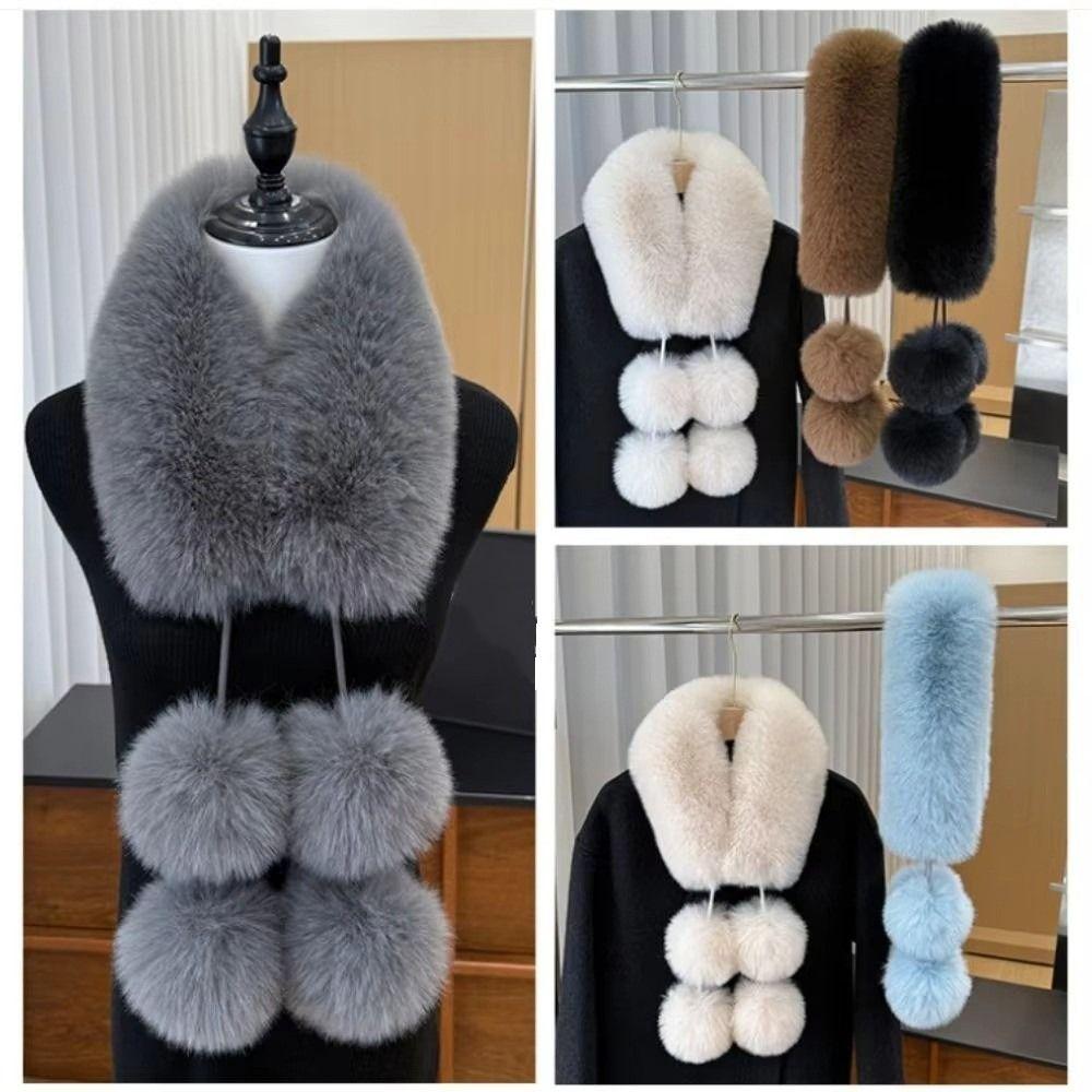 Solid Color Faux Fur Scarf Magnetic Buckle Women Winter Scarves Thickened Neckscarf for Girls