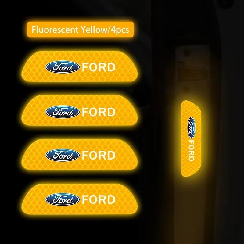 AKM1 4Pcs Car Door Sticker Safety Warning Reflective Mark For Ford S MAX Ranger Focus Fiesta Mondeo Kuga Mustang Escort KA Ecosport