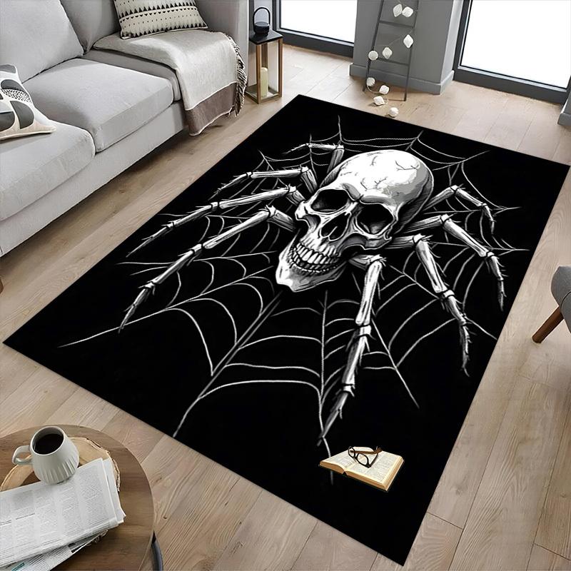 1PC Spider Skull Non-Slip Floor Carpet Compatible for Office&Living Room&Bedroom&Dining Room - Flat-Weave Machine-W260