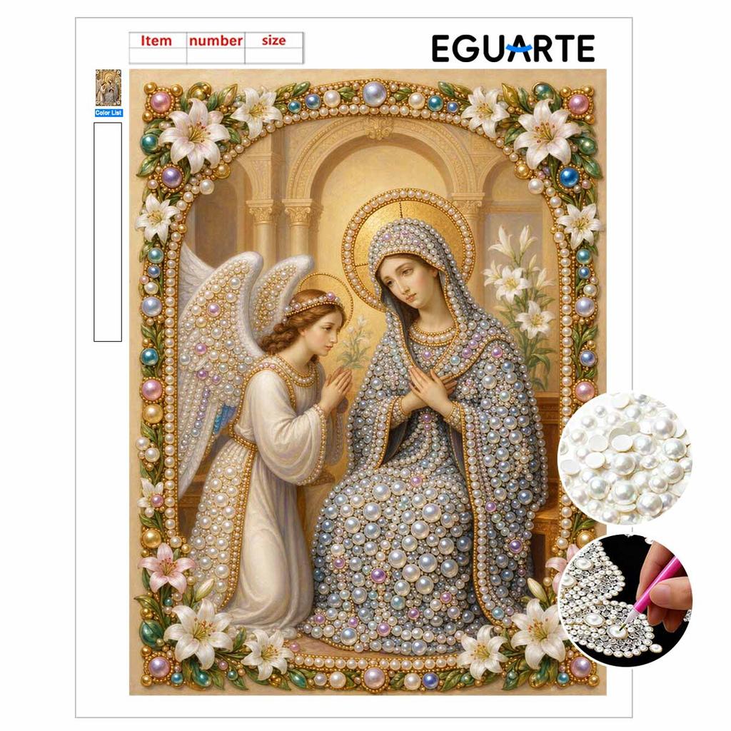 DIY 3D Pearl Diamond Painting Art Set Virgin Mary and Angel Home Decor Art Set Wall Art