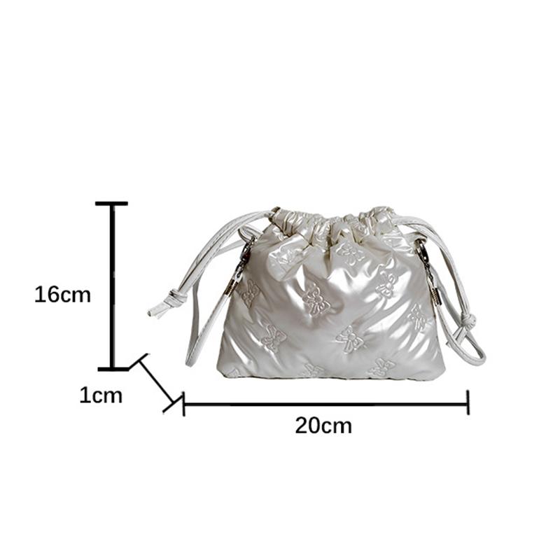 Fashion Butterfly Mini Crossbody Bags Drawstring Pu Leather Bucket Shoulder Bags Ladies Leisure Small Phone Handbags AVE