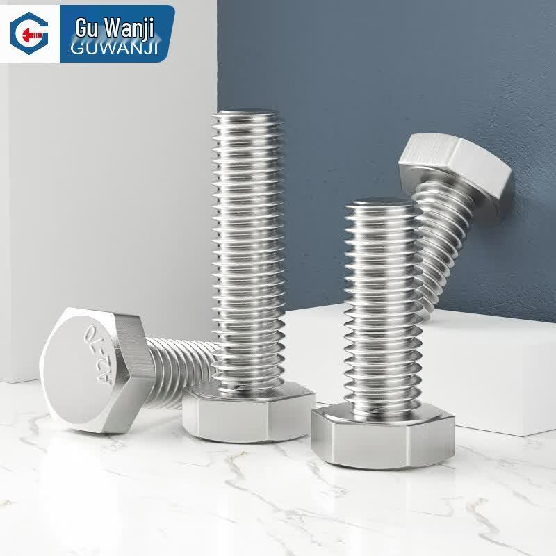 Guwanji 304 Stainless Steel Full Thread Hex Head Machine Screw