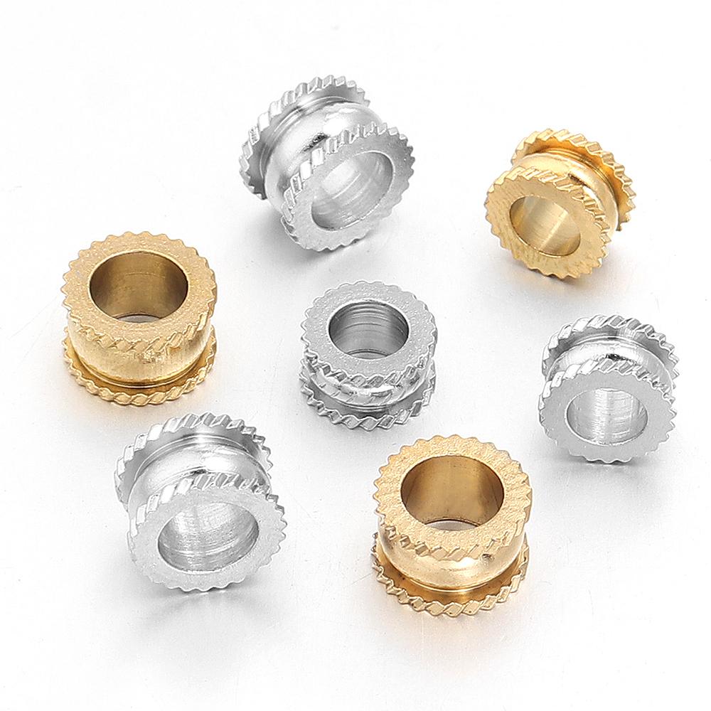 10-20pcs/lot Stainless Steel Spacer Beads Big Hole Loose Beads Fit 4 5mm Round Leather Cord DIY Bracelet Necklace Jewelry Making
