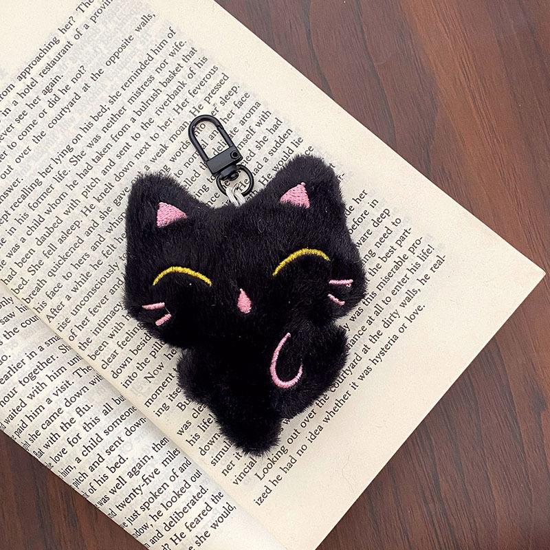 Cute Black Kitten Plush Keychain Cartoon Cat Stuffed Doll Backpack Decorative Pendant Car Key Chain Accessories Friend Gifts