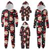 Ținută pentru părinte-copil cu imprimeu de Crăciun Set de costum într-o singură piesă cu fermoar cu glugă