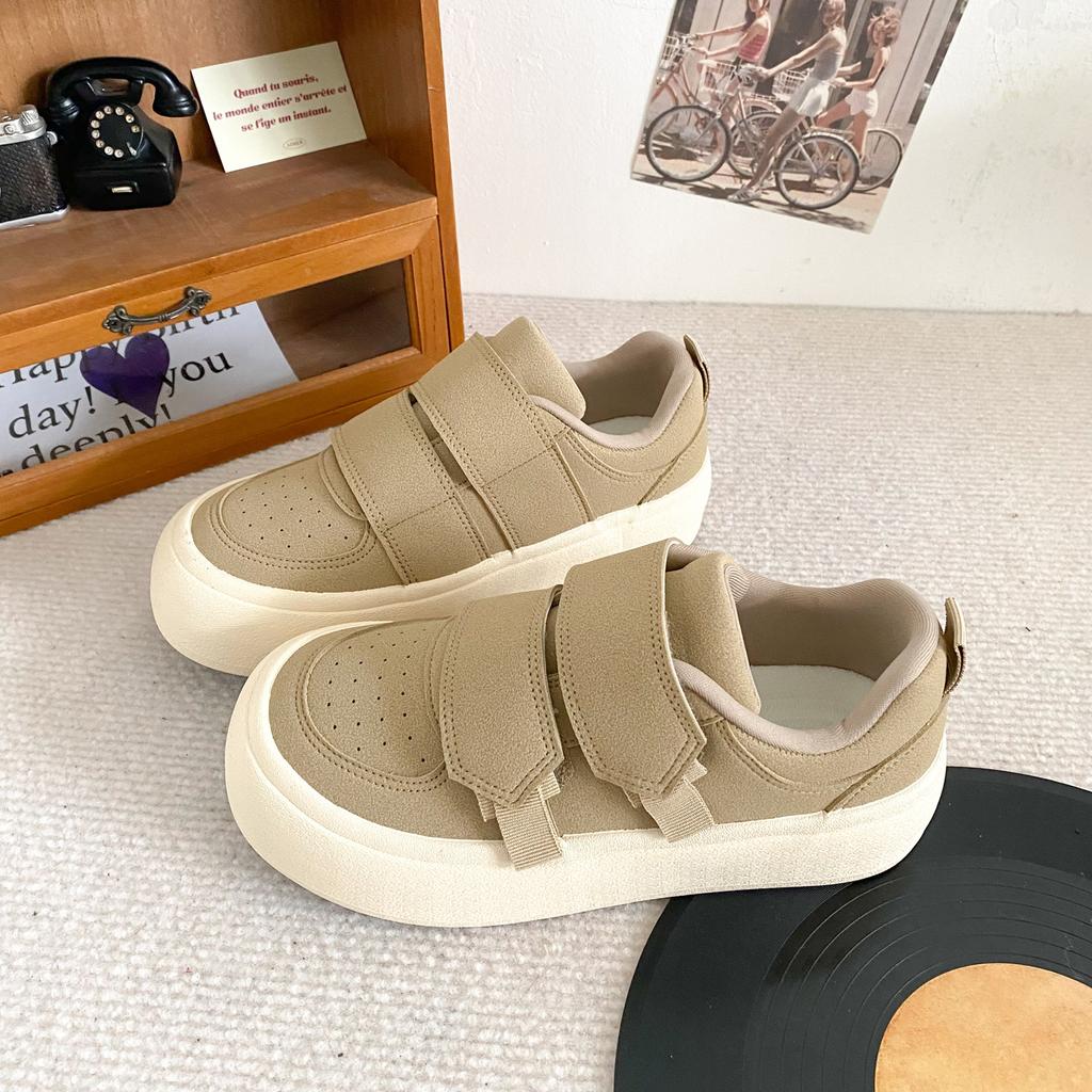 TP505 latex insole/Velcro leopard print platform bread shoes women's board shoes casual Hong Kong style 2024 new autumn