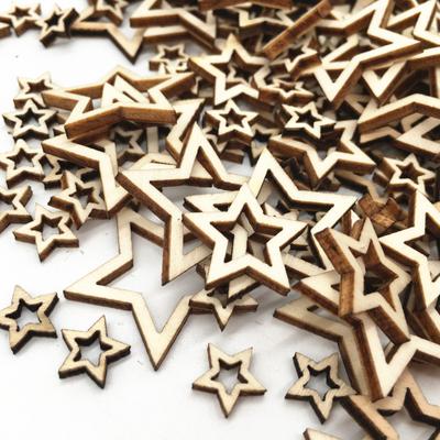 100 Stück Holzhandwerk, fünfzackiger Stern, hohle Holzspäne, handgefertigte Accessoires, DIY-Zubehör